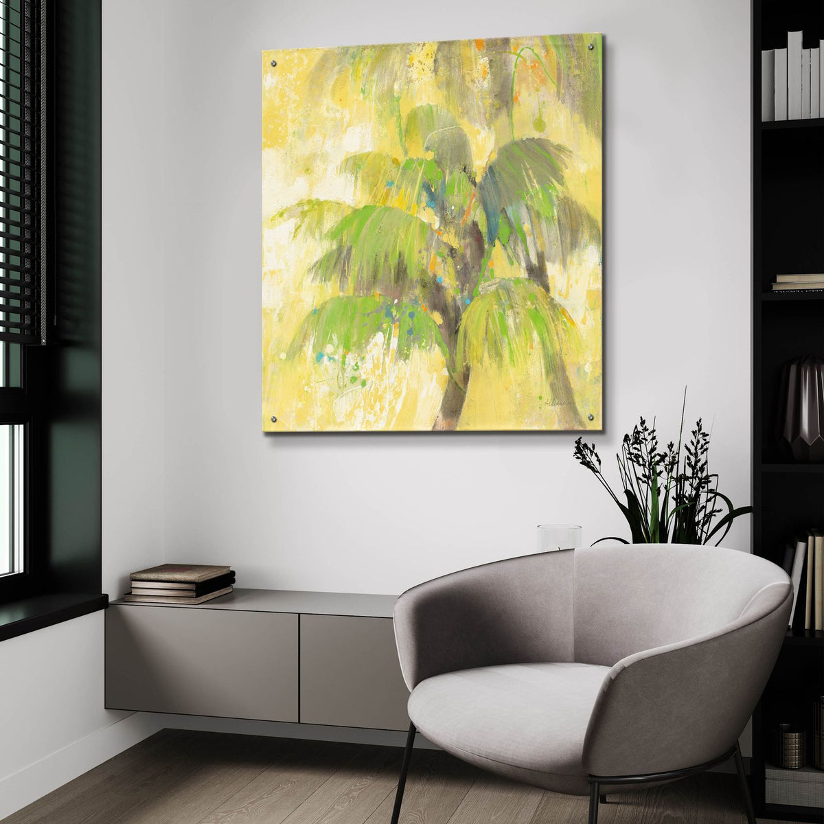 Breezy Palm 2 by Albena Hristova - 36x36 acrylic wall art in a room