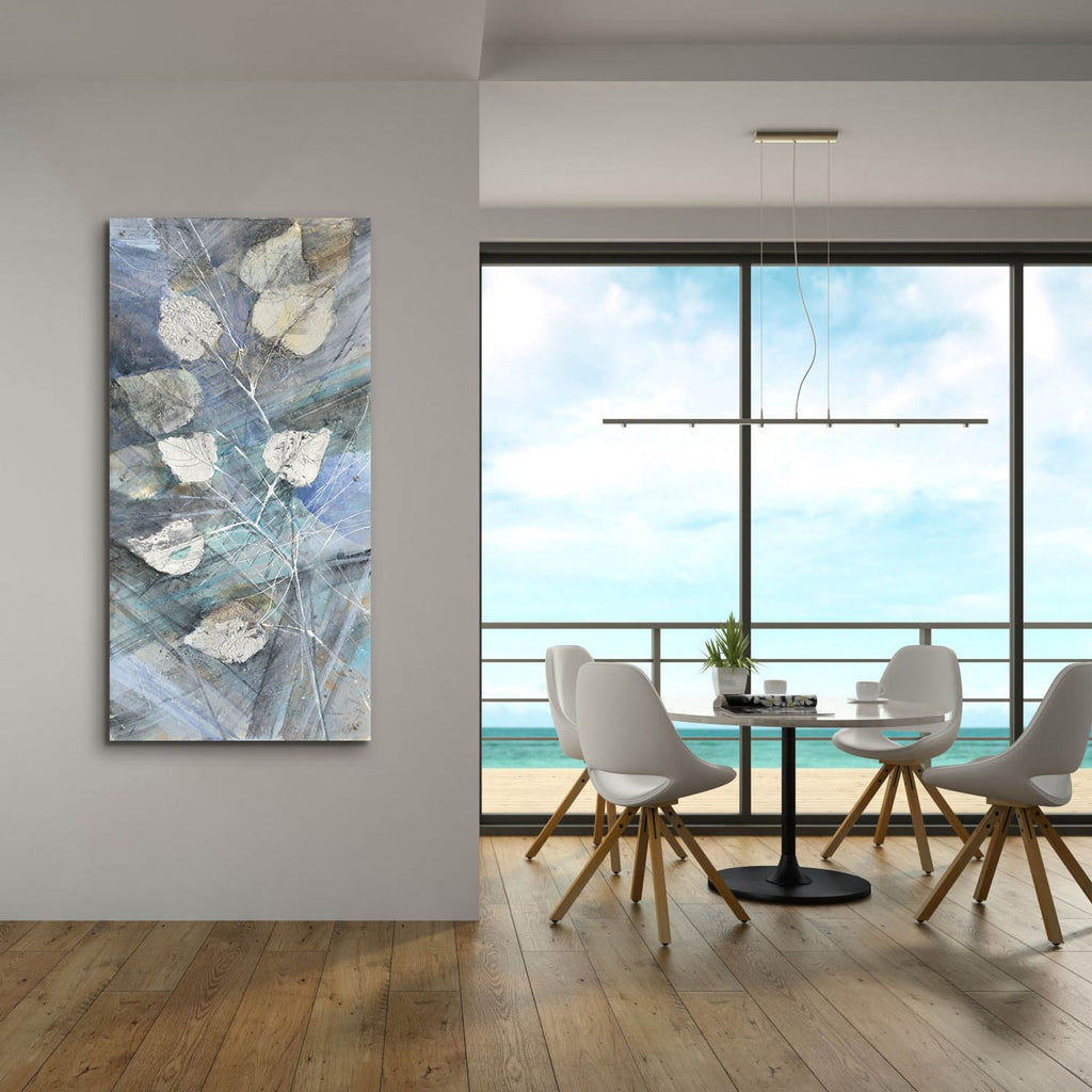 Silver Leaves 1 by Albena Hristova - 24x48 acrylic wall art in a room