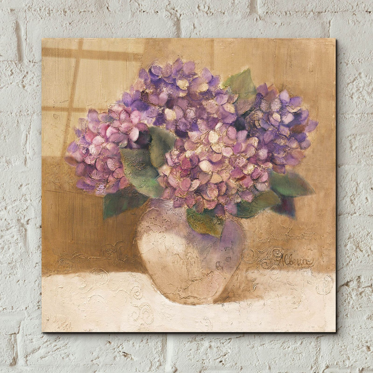 Purple Bouquet 1 by Albena Hristova - 12x12 acrylic wall art in a room