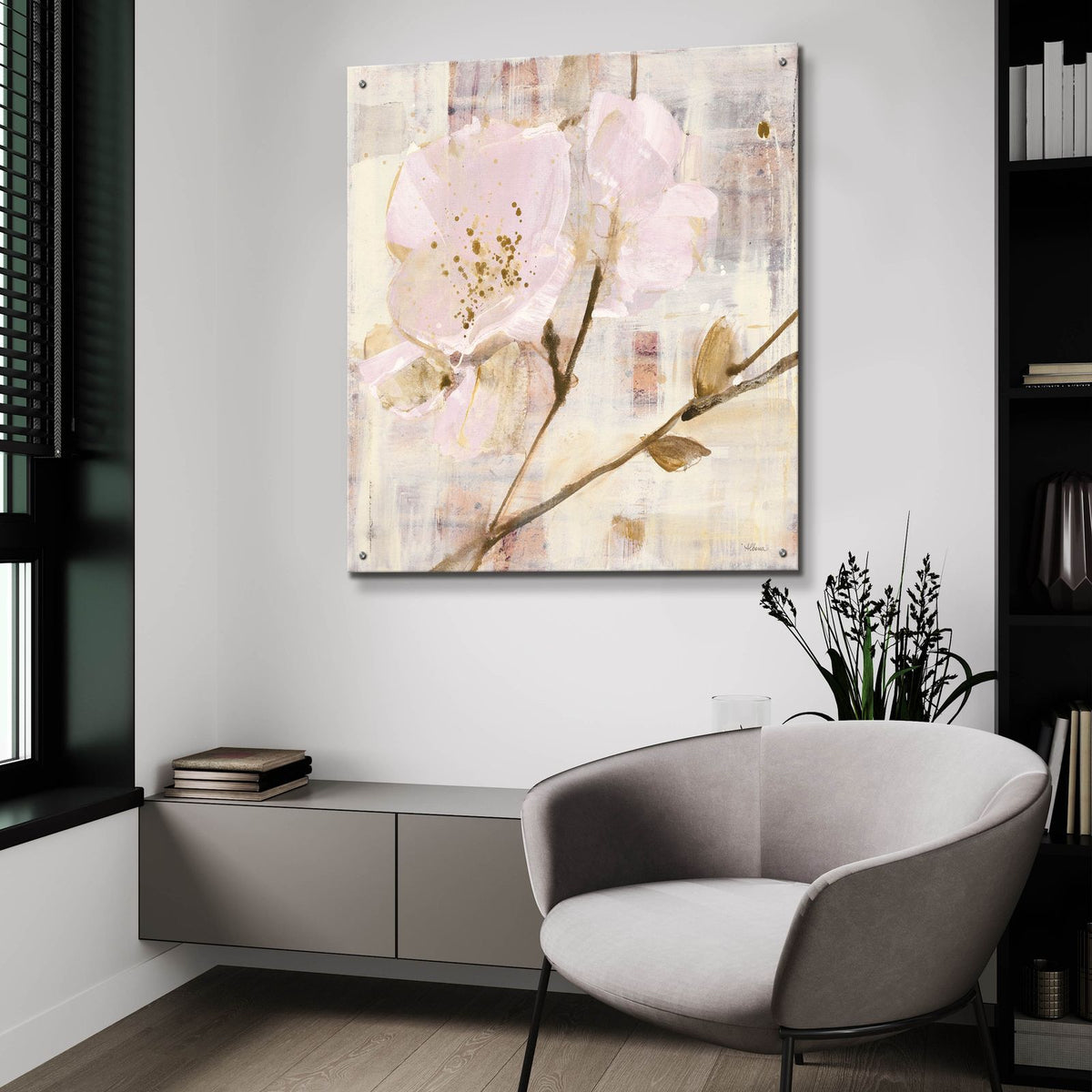 Elegance I Pink by Albena Hristova - 36x36 acrylic wall art in a room