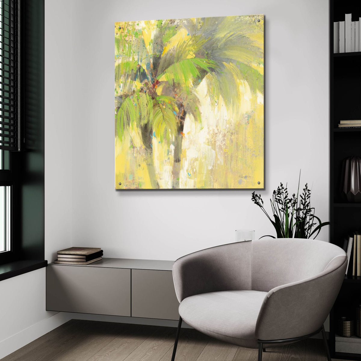 Breezy Palm 1 by Albena Hristova - 36x36 acrylic wall art in a room
