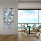 Silver Leaves 2 by Albena Hristova - 24x48 acrylic wall art in a room