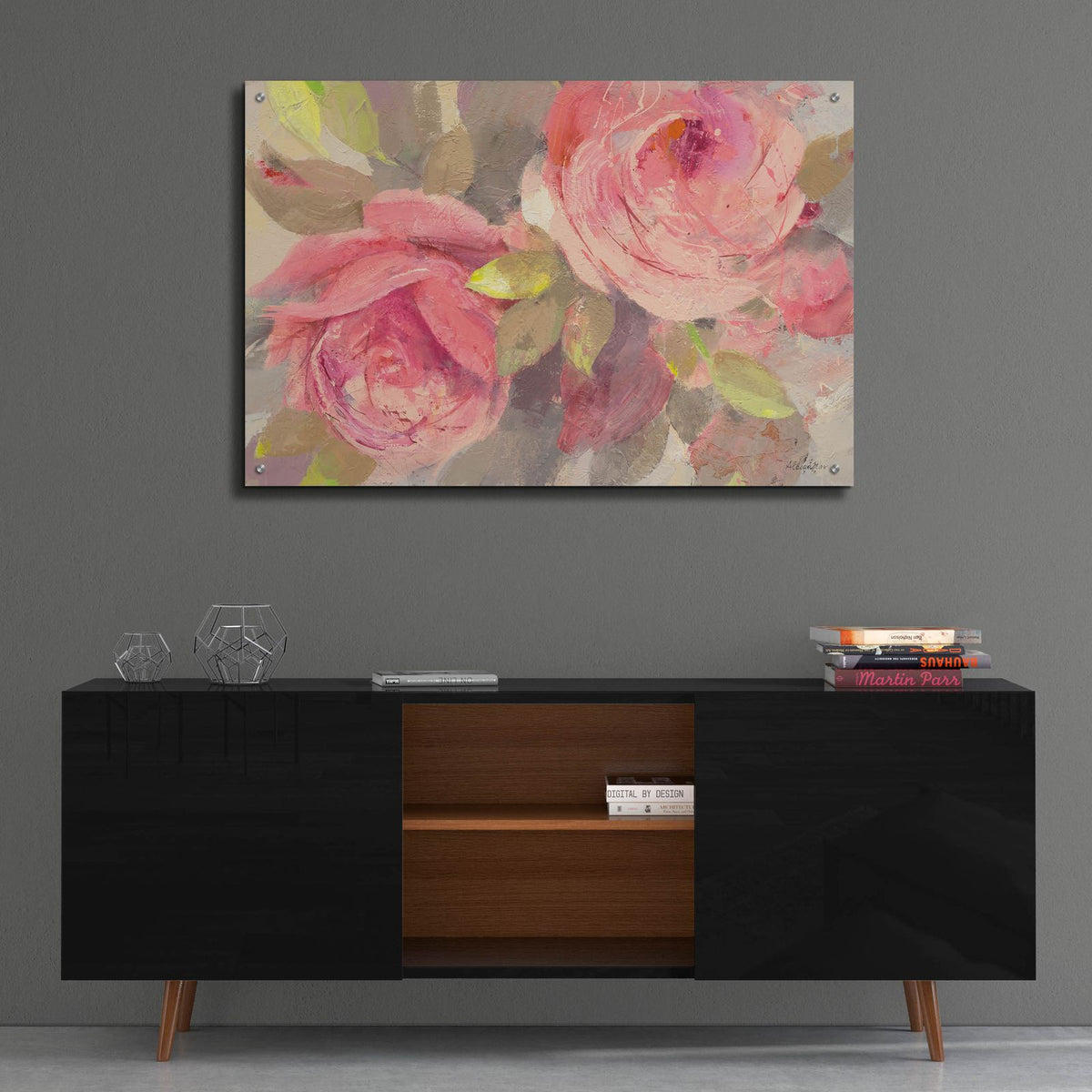 June Roses 2 by Albena Hristova - 36x24 acrylic wall art in a room