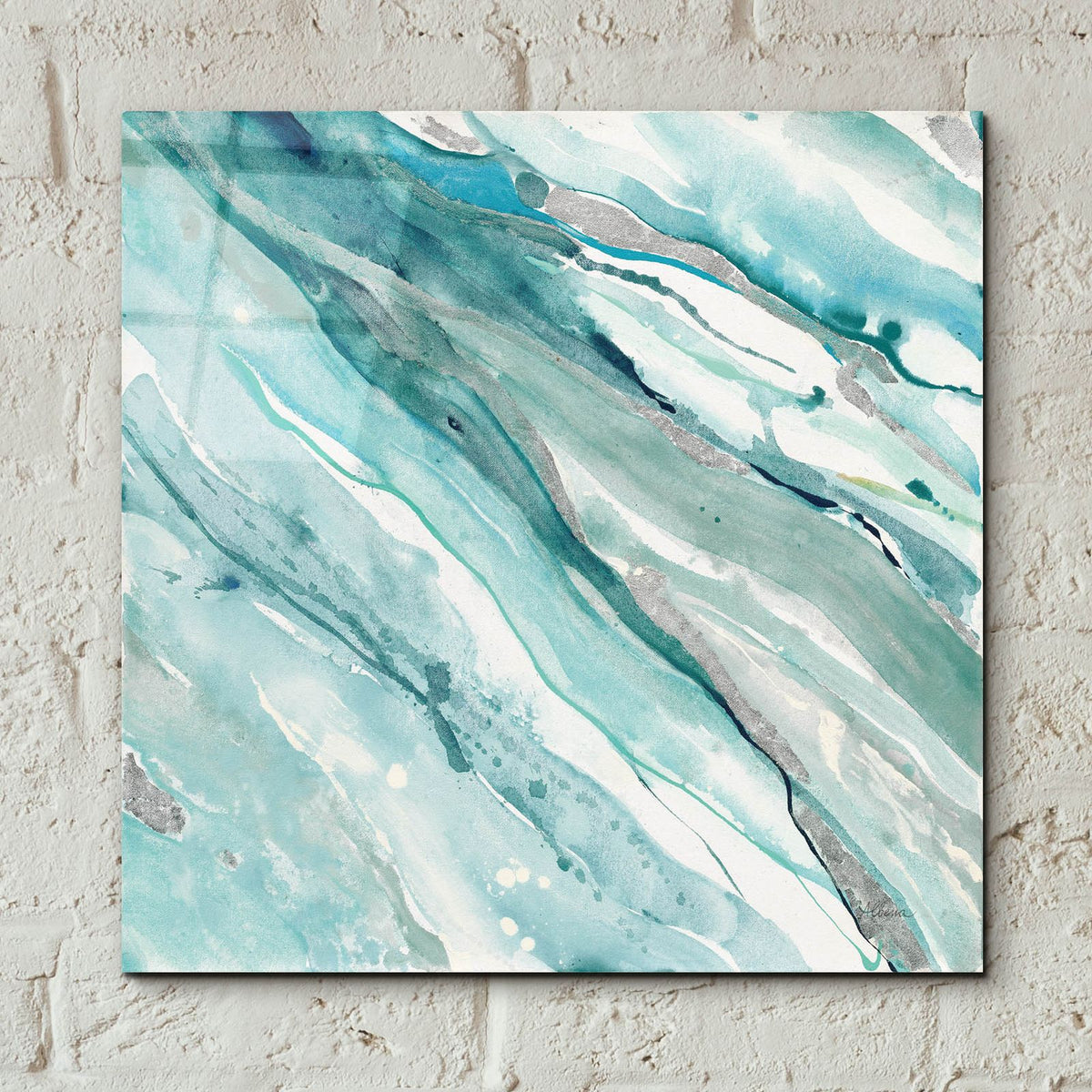 Silver Springs 2 Blue Green by Albena Hristova - 12x12 acrylic wall art in a room