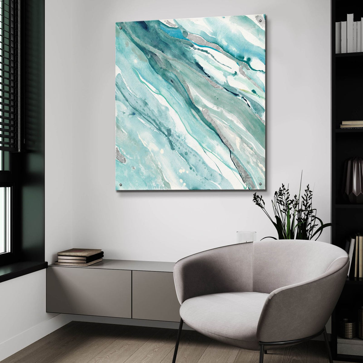 Silver Springs 2 Blue Green by Albena Hristova - 36x36 acrylic wall art in a room