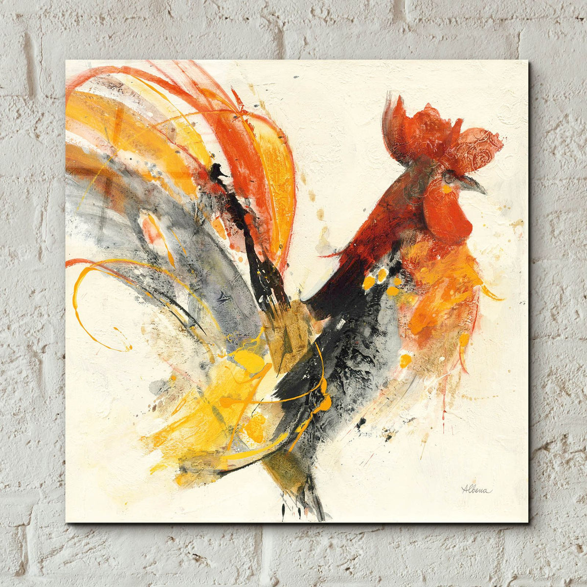 Festive Rooster 1 by Albena Hristova - 12x12 acrylic wall art in a room