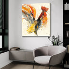 Festive Rooster 1 by Albena Hristova - 36x36 acrylic wall art in a room