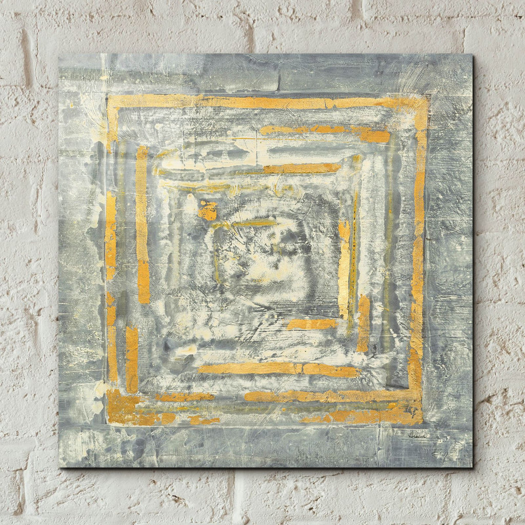 Gold Tapestry I Gold And White by Albena Hristova - 12x12 acrylic wall art in a room