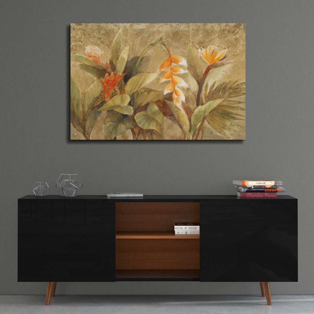 Gilded Tropics by Albena Hristova - 36x24 acrylic wall art in a room
