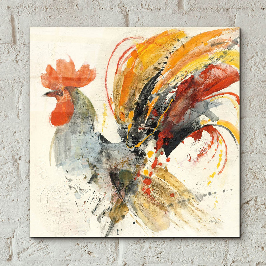 Festive Rooster 2 by Albena Hristova - 12x12 acrylic wall art in a room