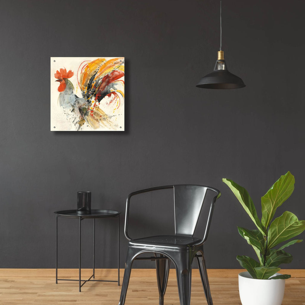 Festive Rooster 2 by Albena Hristova - 24x24 acrylic wall art in a room