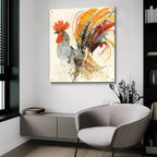 Festive Rooster 2 by Albena Hristova - 36x36 acrylic wall art in a room