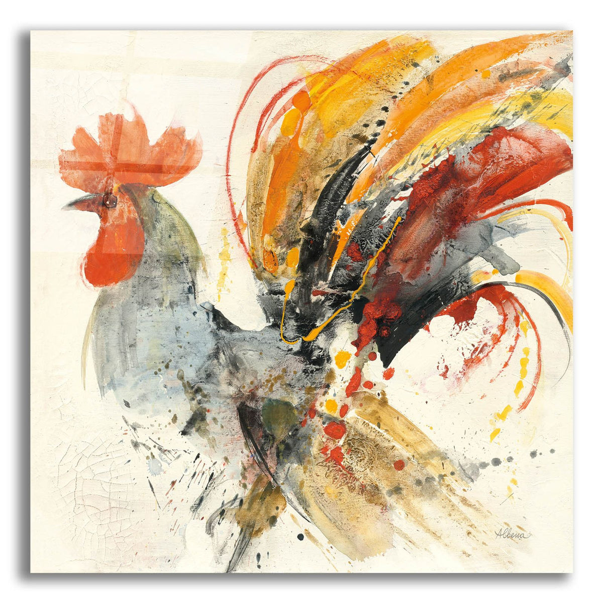 Festive Rooster 2 by Albena Hristova acrylic glass wall art