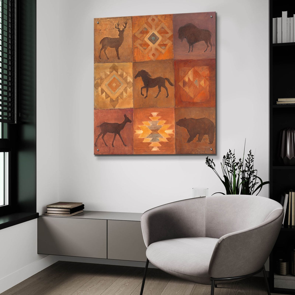 Desert Sunset Animals 1 by Albena Hristova - 36x36 acrylic wall art in a room