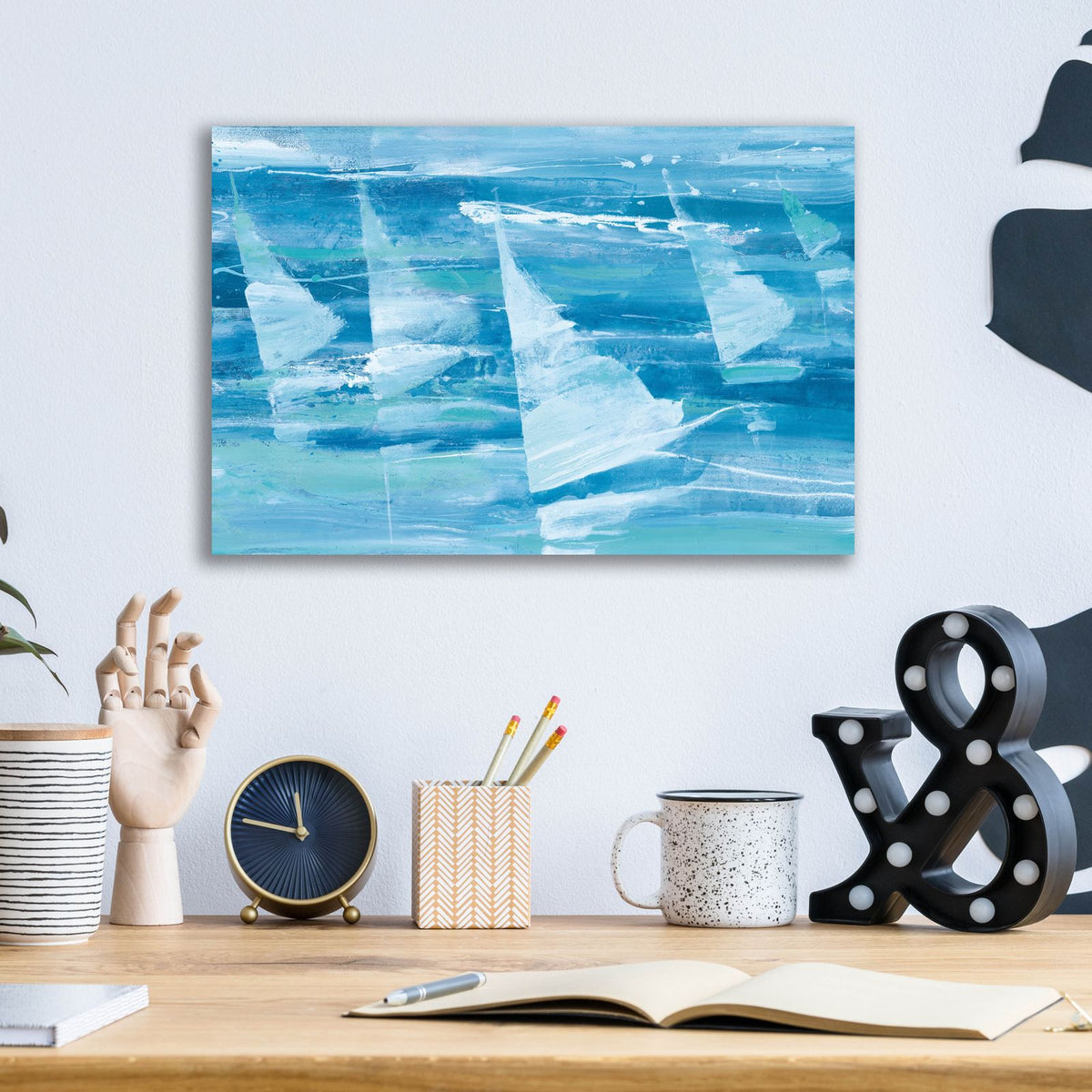 Summer Sail 3 Blue by Albena Hristova - 16x12 acrylic wall art in a room