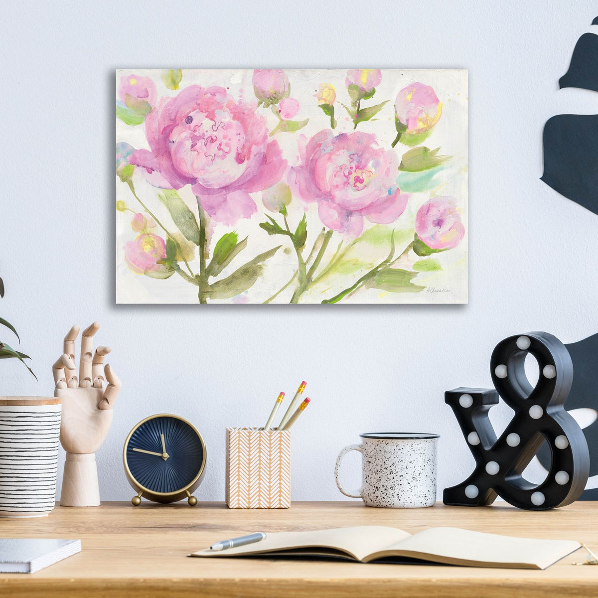 Bright Peonies by Albena Hristova - 16x12 acrylic wall art in a room
