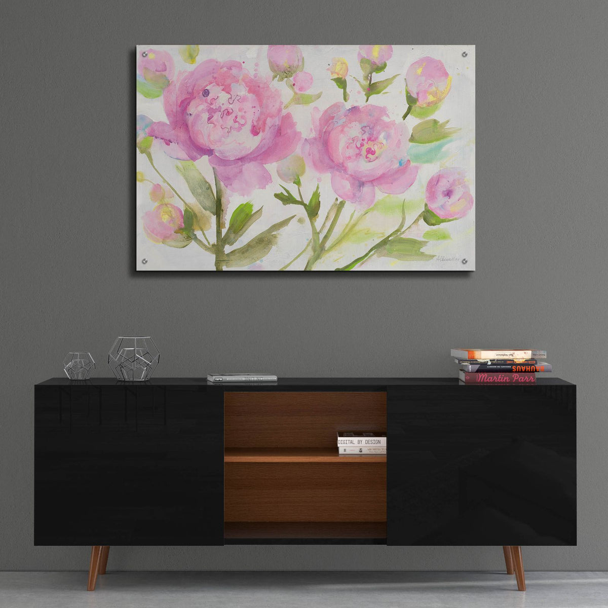 Bright Peonies by Albena Hristova - 36x24 acrylic wall art in a room