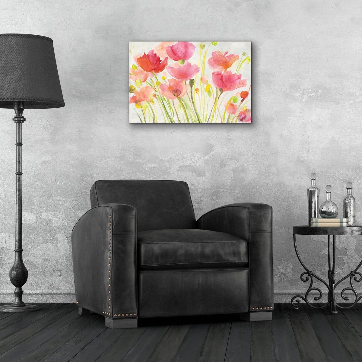 Fluorescent Poppies by Albena Hristova - 24x16 acrylic wall art in a room