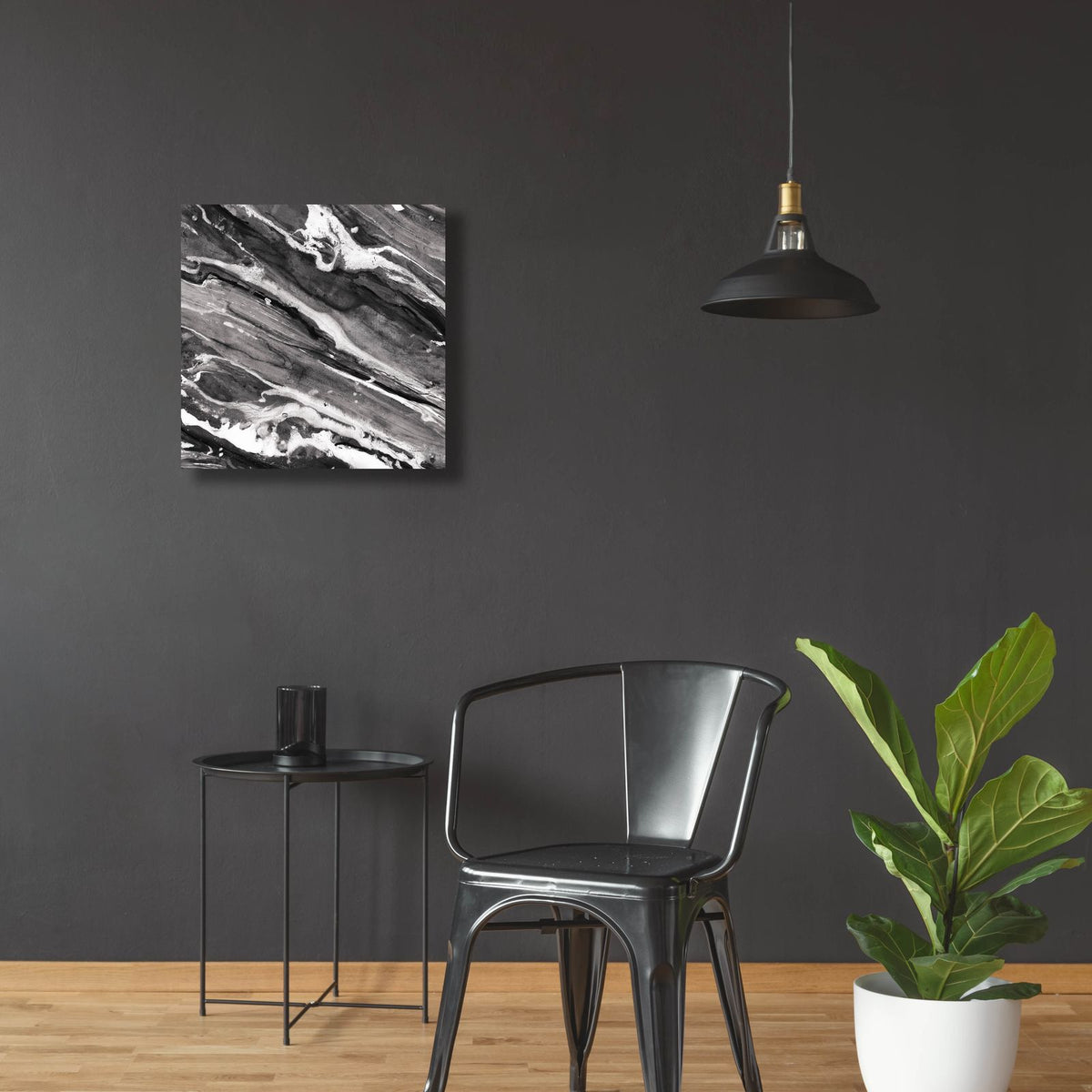 Going With The Flow 3 Bw by Albena Hristova - 24x24 acrylic wall art in a room
