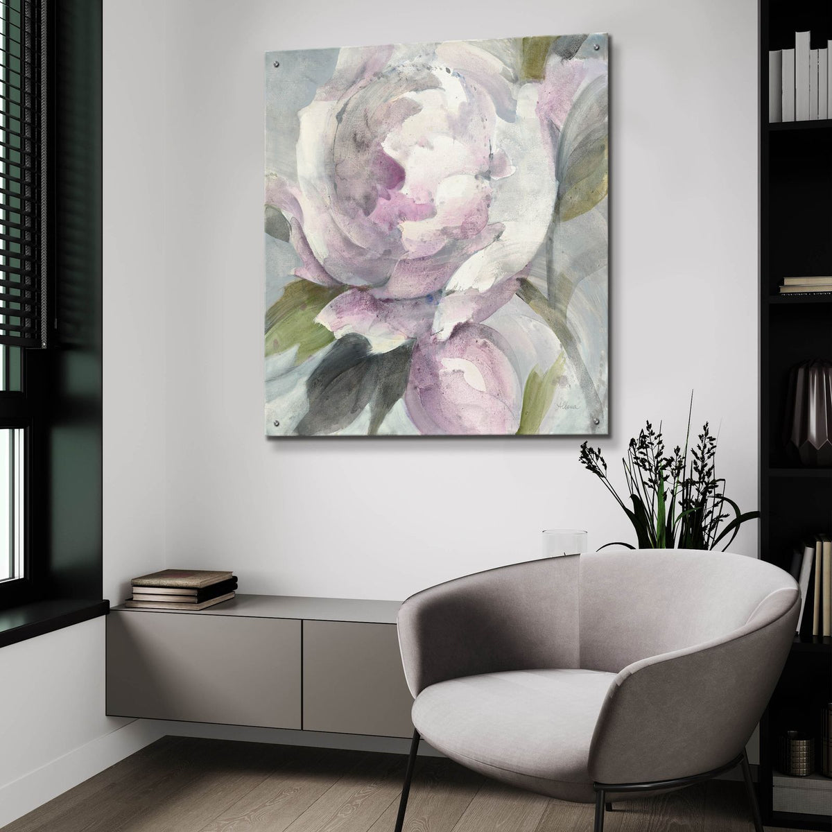 Twilight Peony by Albena Hristova - 36x36 acrylic wall art in a room