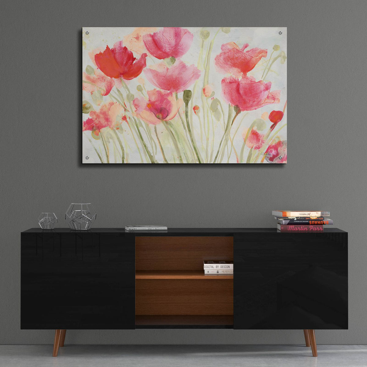 Blush Poppies by Albena Hristova - 36x24 acrylic wall art in a room