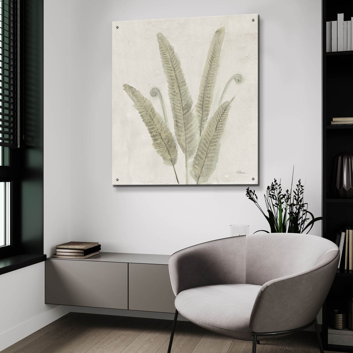 Watercolor Forest Ferns 2 V2 by Albena Hristova - 36x36 acrylic wall art in a room