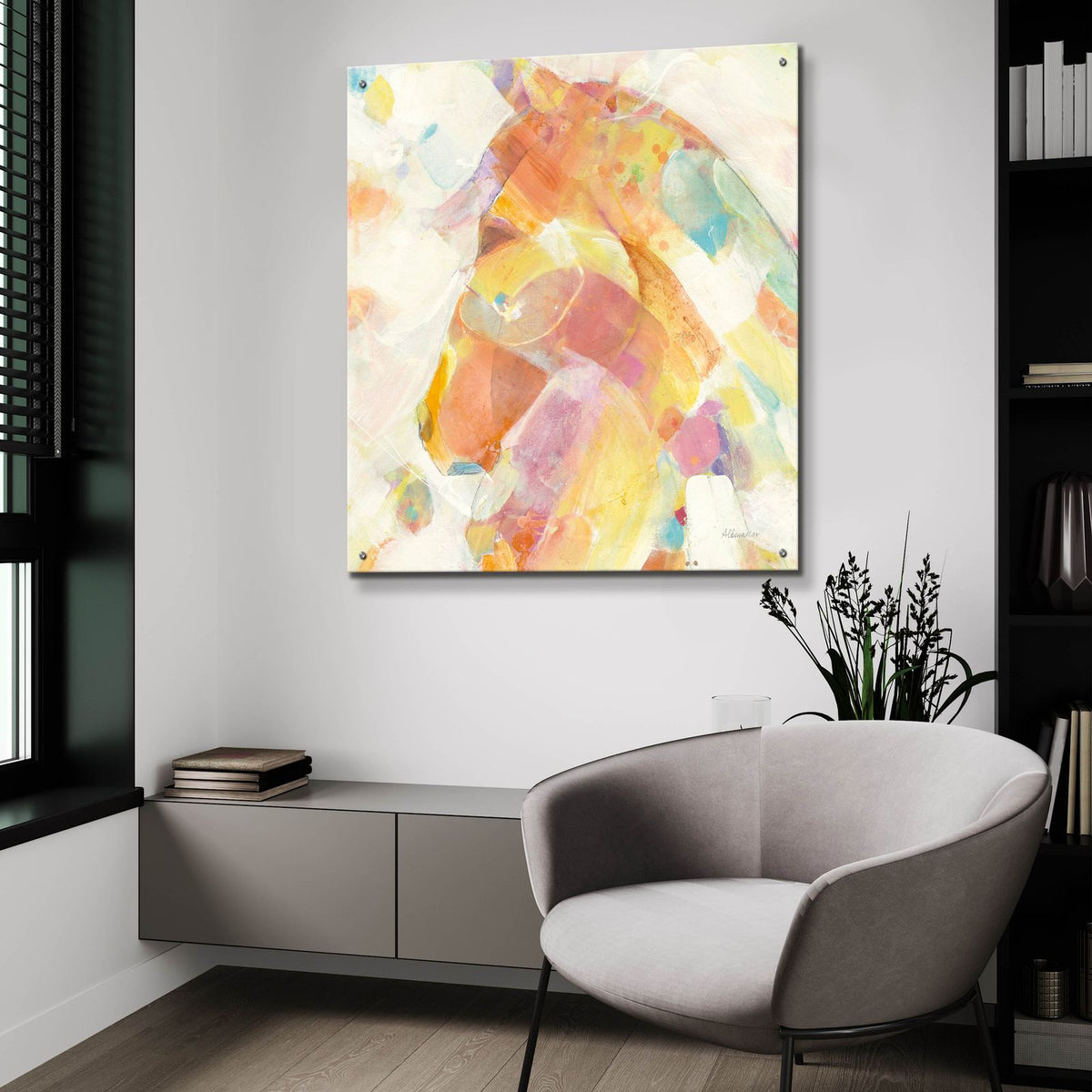 Kaleidoscope Horse 2 by Albena Hristova - 36x36 acrylic wall art in a room