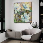 May Magnolias by Albena Hristova - 36x36 acrylic wall art in a room