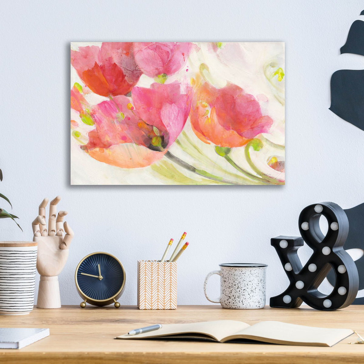 Poppies In The Breeze by Albena Hristova - 16x12 acrylic wall art in a room