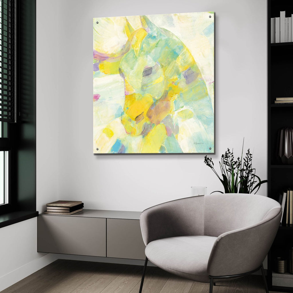 Kaleidoscope Horse 3 by Albena Hristova - 36x36 acrylic wall art in a room
