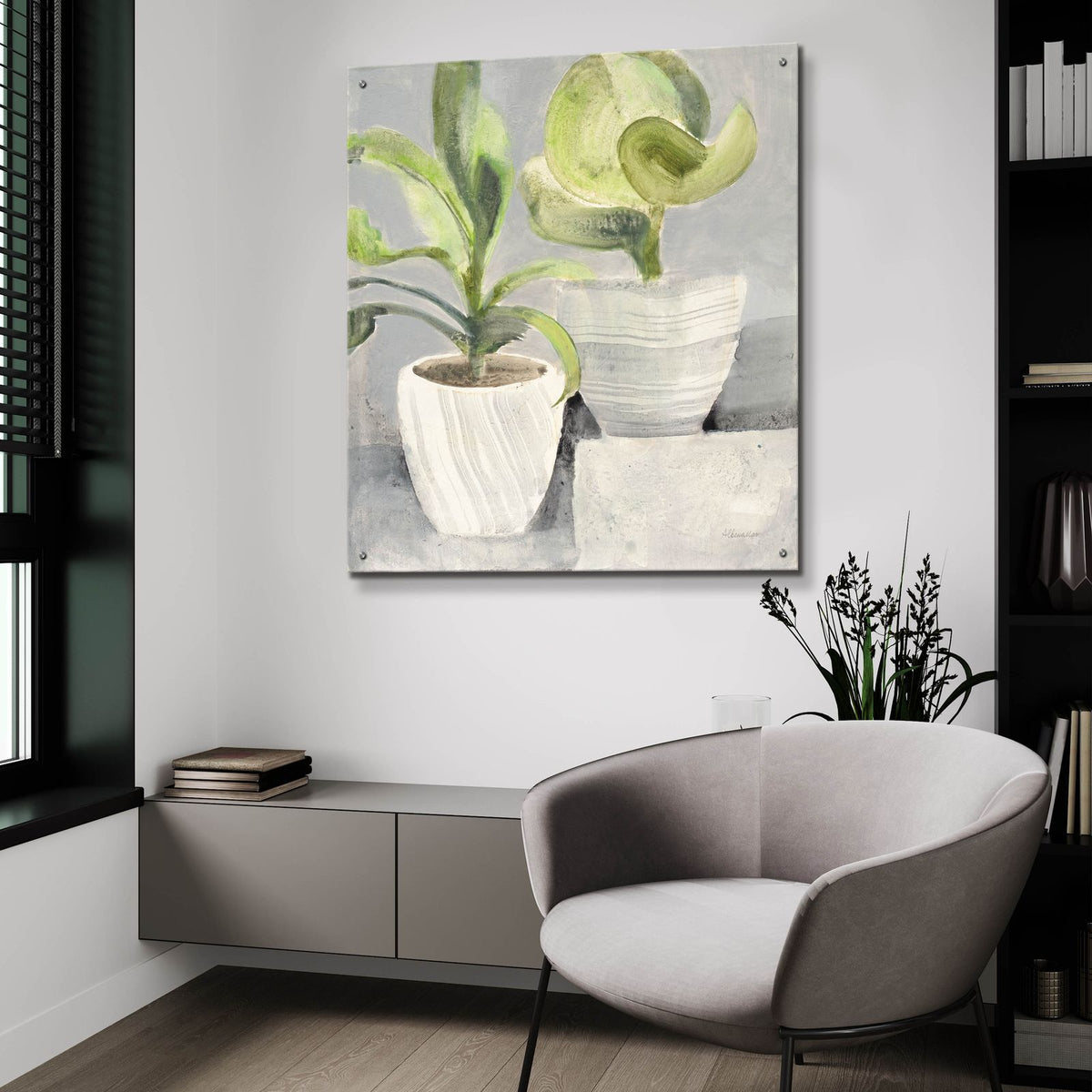 Greenery Still Life by Albena Hristova - 36x36 acrylic wall art in a room