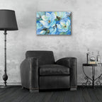 Blue Magnolias by Albena Hristova - 24x16 acrylic wall art in a room
