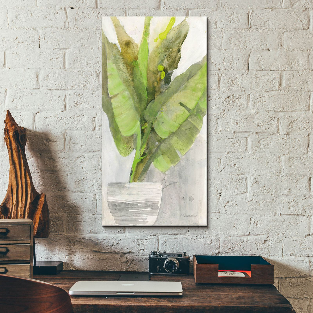 Tropical Planter 2 by Albena Hristova - 12x24 acrylic wall art in a room