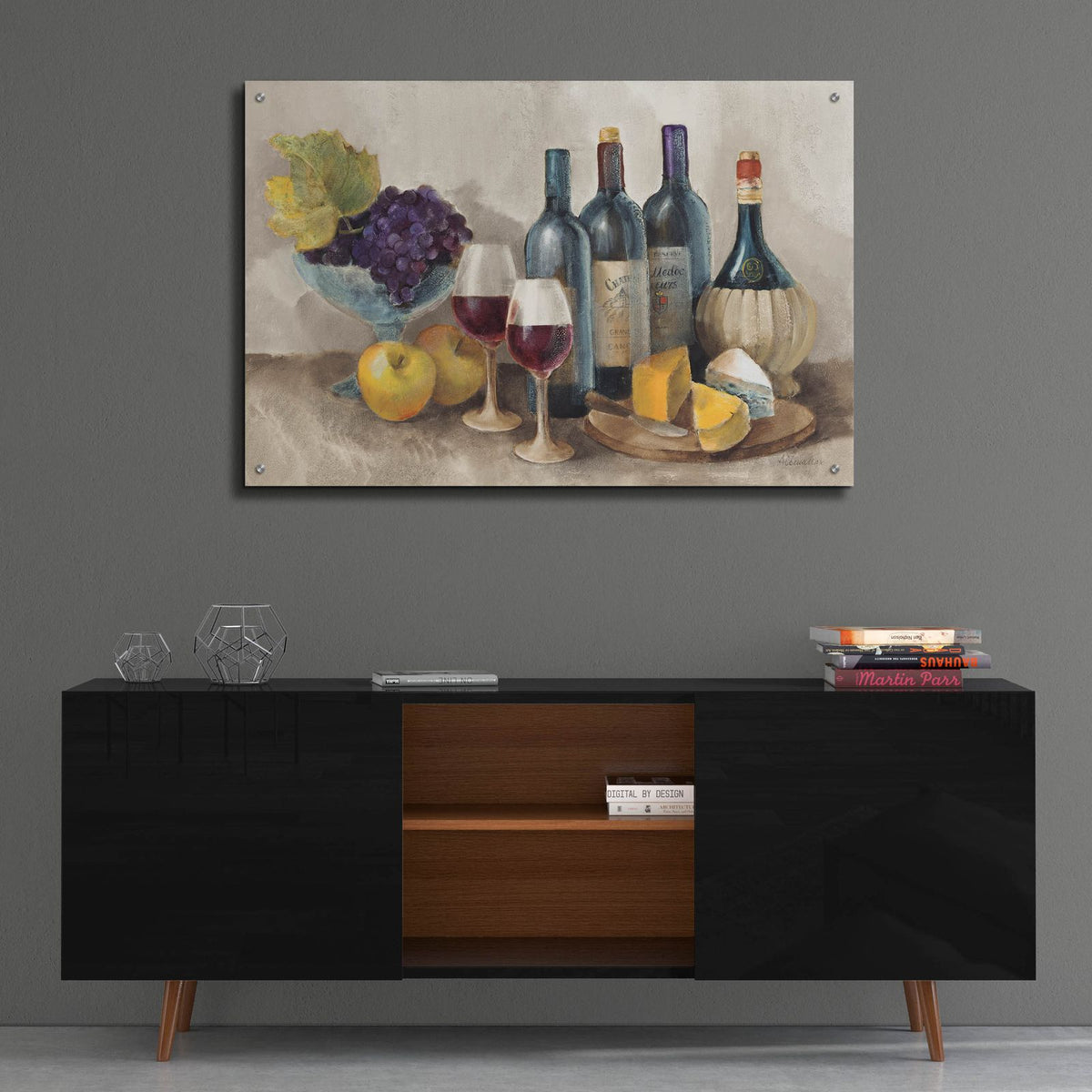 Wine And Fruit I V2 Light by Albena Hristova - 36x24 acrylic wall art in a room