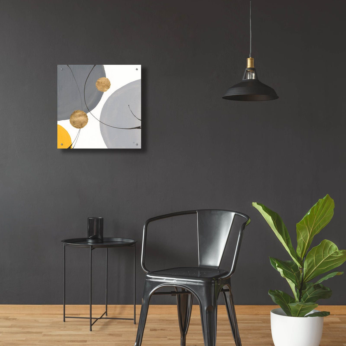 Golden Orbs 3 by Chris Paschke - 24x24 acrylic wall art in a room