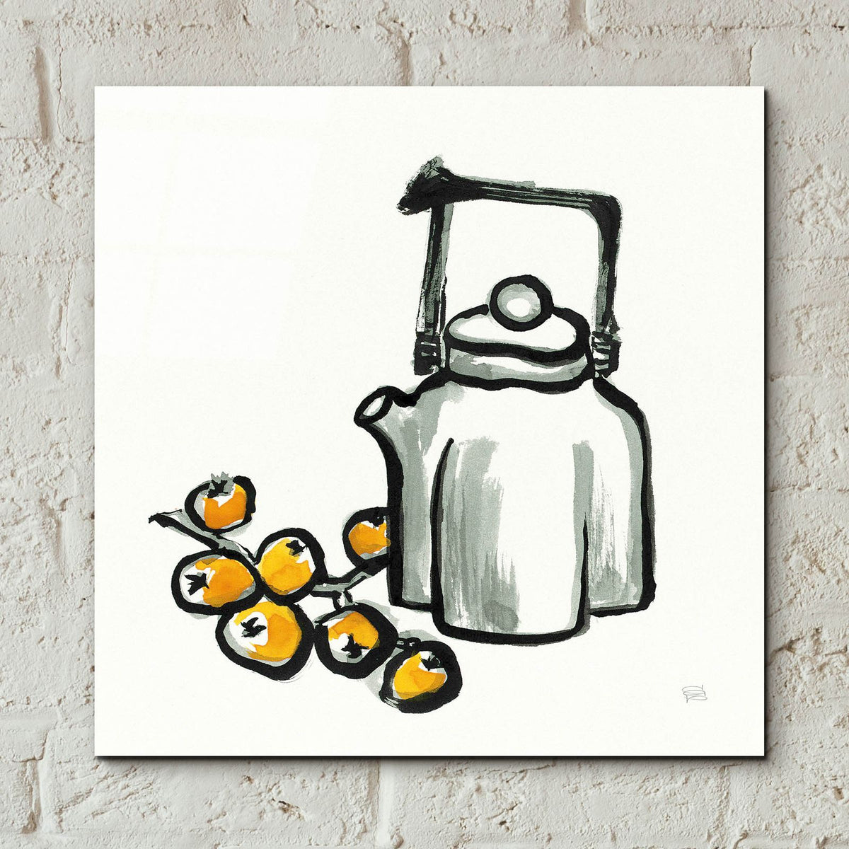 Tea And Loquats by Chris Paschke - 12x12 acrylic wall art in a room
