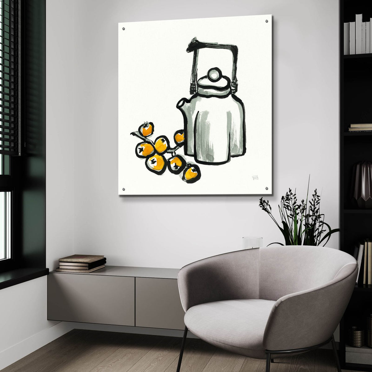 Tea And Loquats by Chris Paschke - 36x36 acrylic wall art in a room
