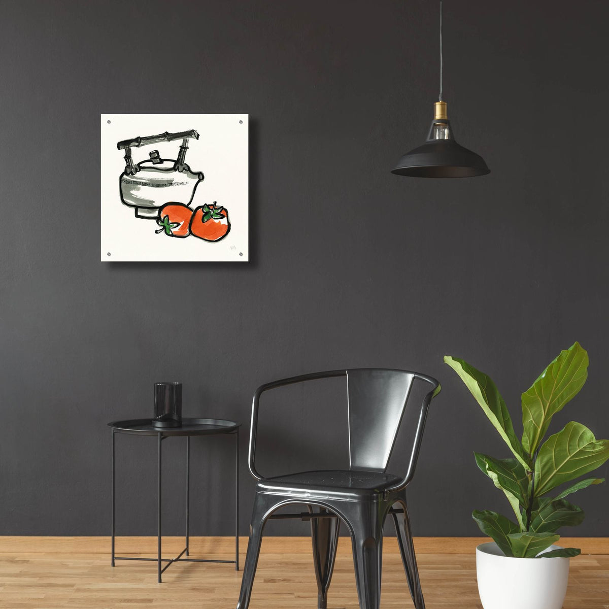 Tea And Persimmons by Chris Paschke - 24x24 acrylic wall art in a room
