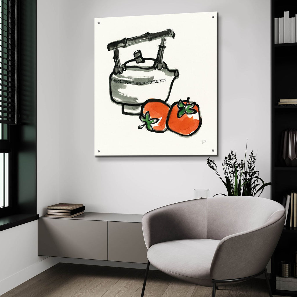 Tea And Persimmons by Chris Paschke - 36x36 acrylic wall art in a room
