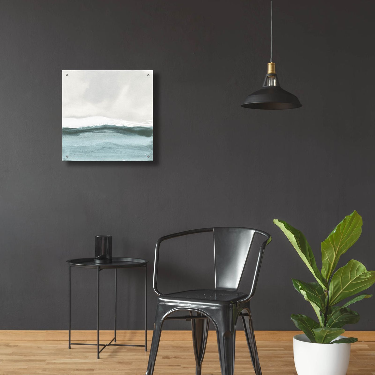 Tranquil Silver Sea 2 by Chris Paschke - 24x24 acrylic wall art in a room
