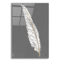 Epic Art 'Gold Feathers 6 On Grey'  by Chris Paschke Acrylic Glass Wall Art,12x16