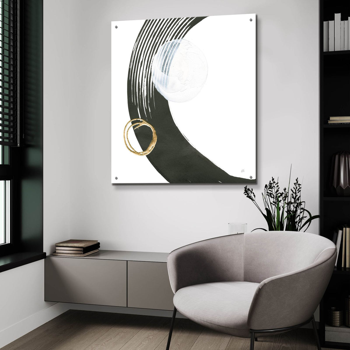 Many Moons 1 by Chris Paschke - 36x36 acrylic wall art in a room