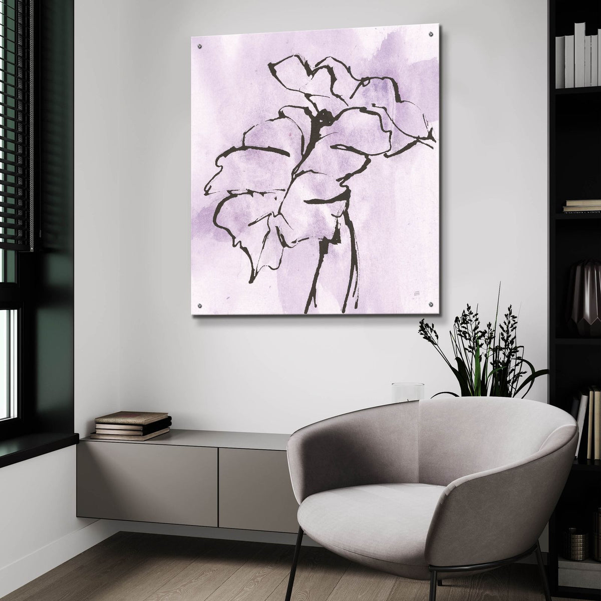 Midnight Plum Leaf 2 by Chris Paschke - 36x36 acrylic wall art in a room