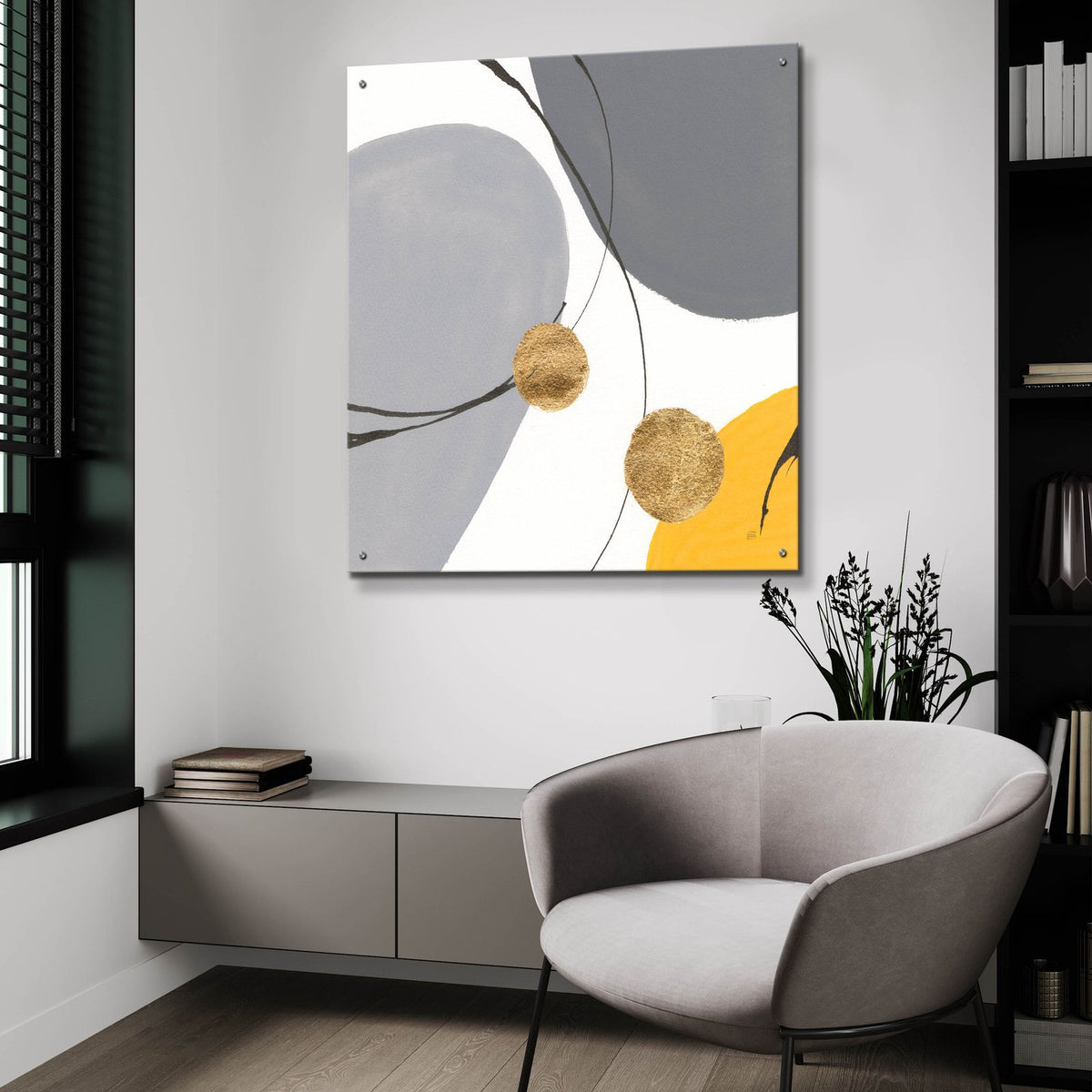 Golden Orbs 4 by Chris Paschke - 36x36 acrylic wall art in a room