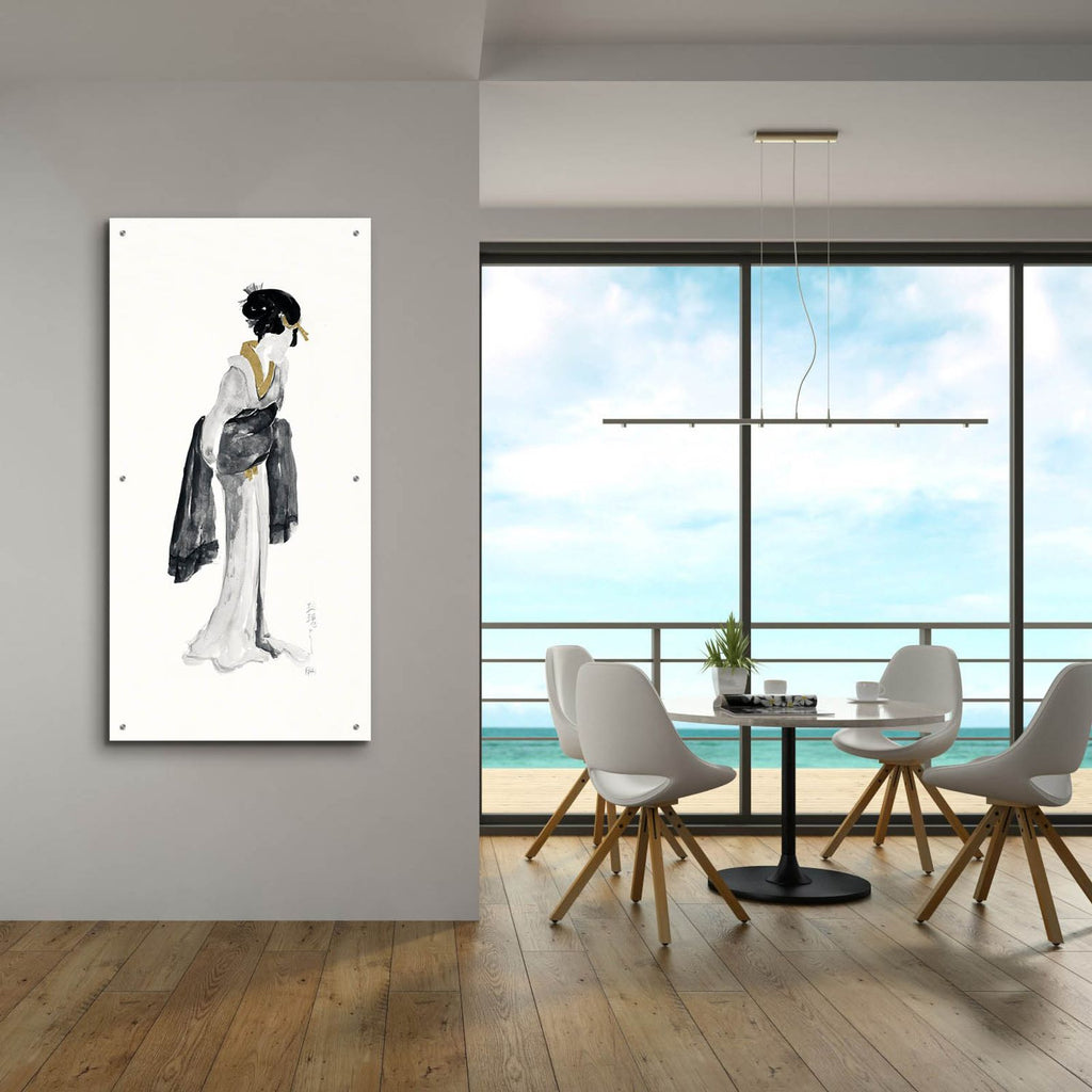 Geisha 2 Black And Gold by Chris Paschke - 24x48 acrylic wall art in a room