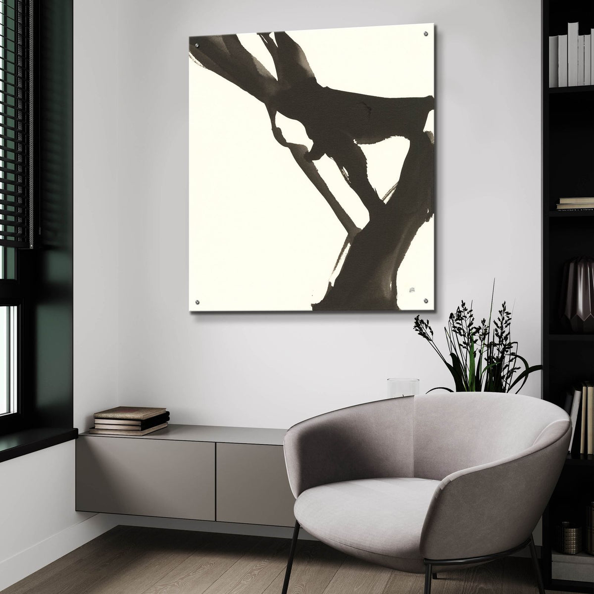 Black Gesture 1 by Chris Paschke - 36x36 acrylic wall art in a room
