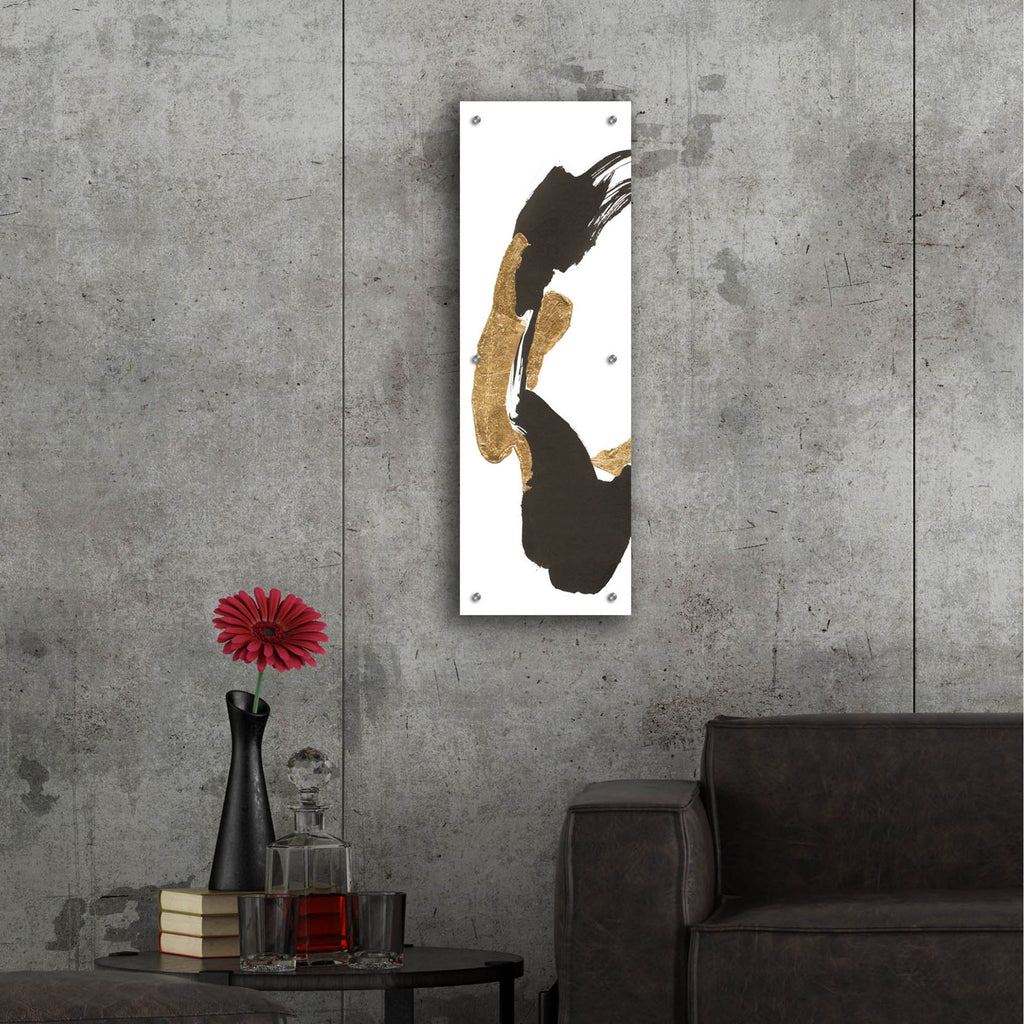 Epic Art 'Bold Gold Tall 3'  by Chris Paschke Acrylic Glass Wall Art,12x36