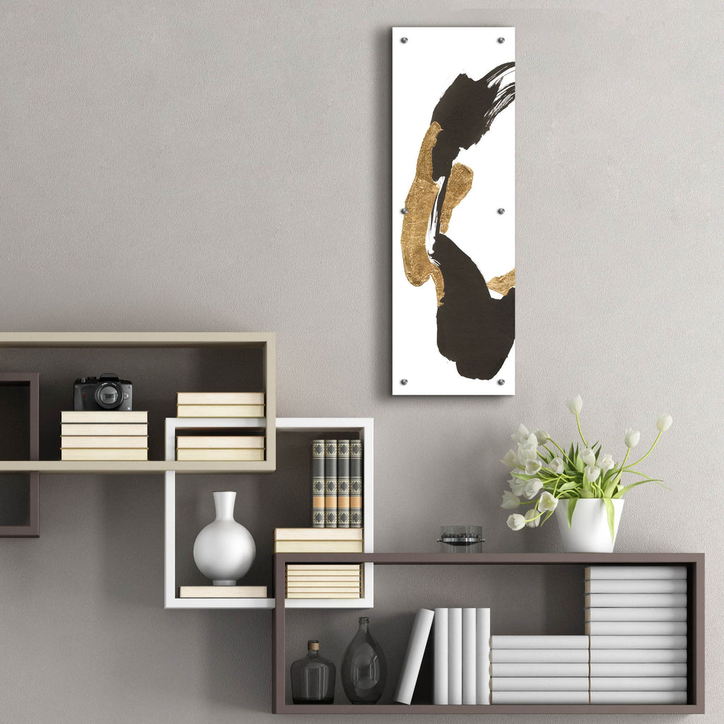 Epic Art 'Bold Gold Tall 3'  by Chris Paschke Acrylic Glass Wall Art,12x36