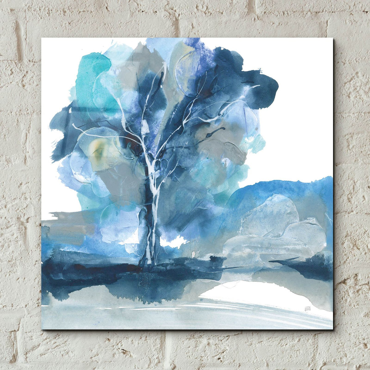 Blue Impasto 2 by Chris Paschke - 12x12 acrylic wall art in a room