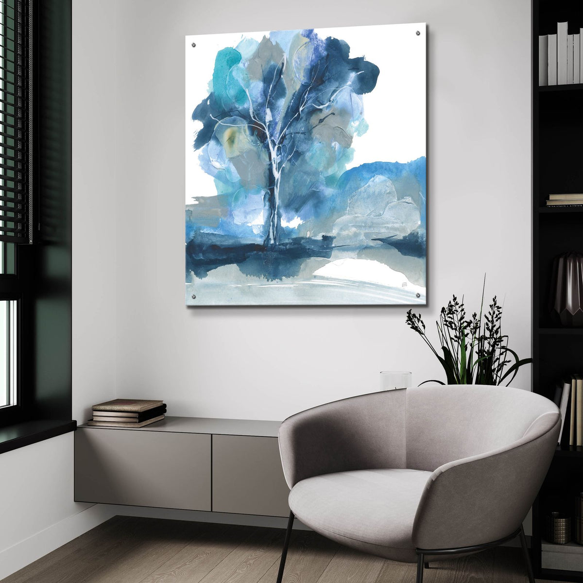 Blue Impasto 2 by Chris Paschke - 36x36 acrylic wall art in a room